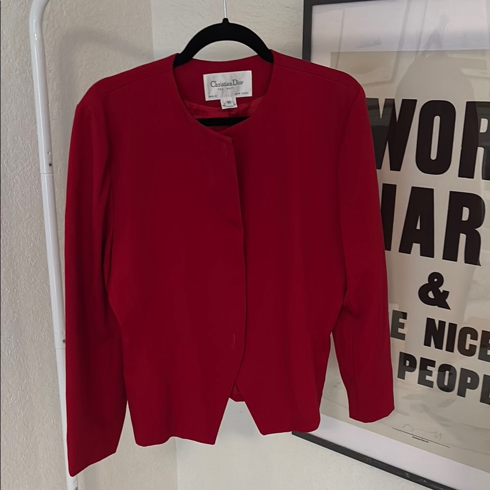 Christian Dior Red Blazer Structured Wool